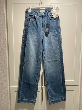 Habitual Colorblock Side Stripe Slouchy Straight Jeans Medium Wash